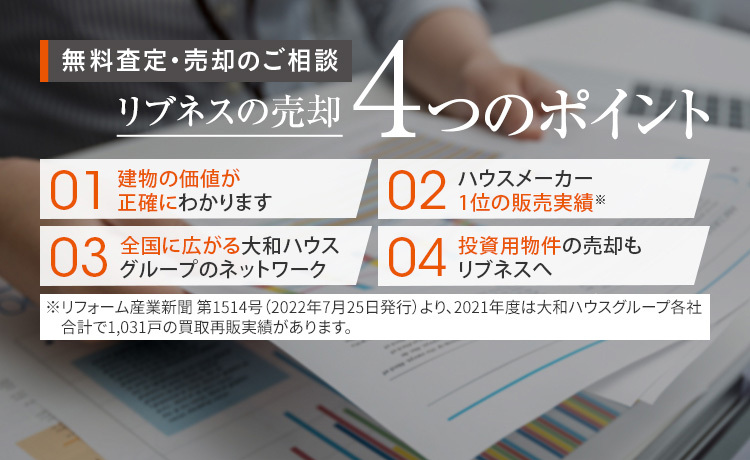 無料査定・売却のご相談 リブネスの売却4つのポイント