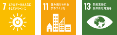 エネルギーをみんなにそしてクリーンに　住み続けられるまちづくりを　気候変動に具体的な対策を