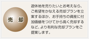 売却　遊休地を売りたいとお考えなら、ご希望をかなえる売却プランを立案するほか、お手持ちの資産に付加価値をつけてから高く売却するなど、より有利な売却プランをご提案します。